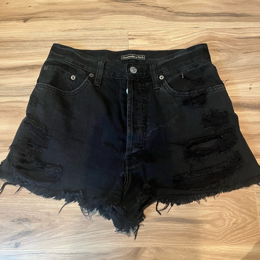 Abercrombie & Fitch Black Distressed Jean shorts